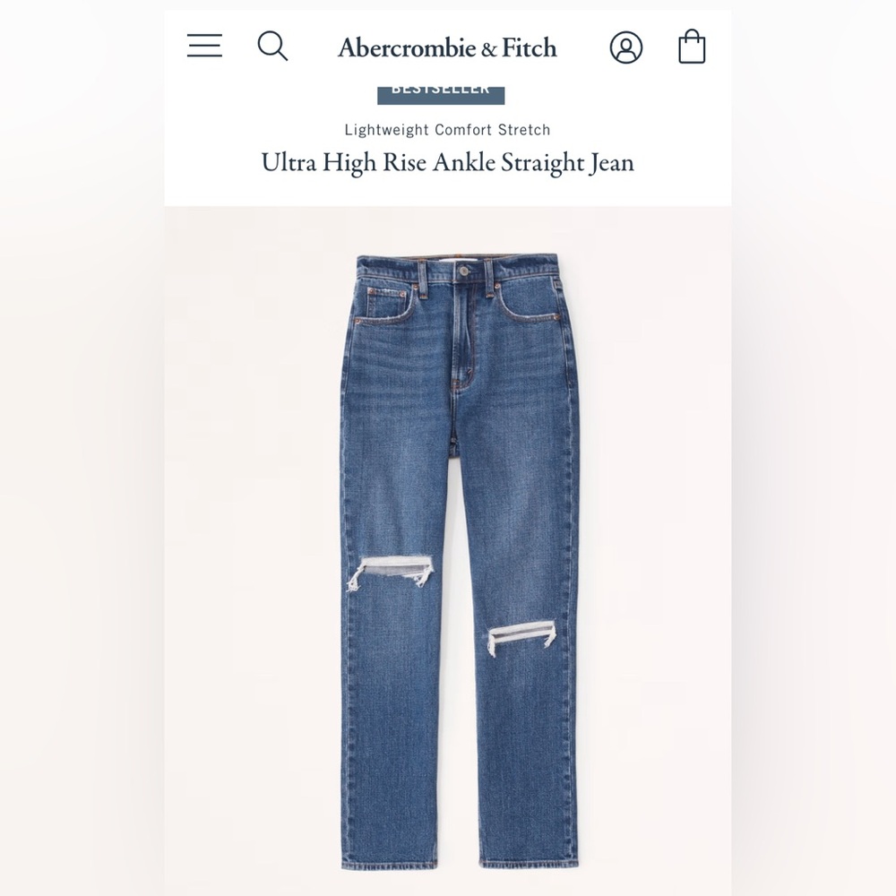 Abercrombie & Fitch Ultra High Rise Ankle Straight Jean